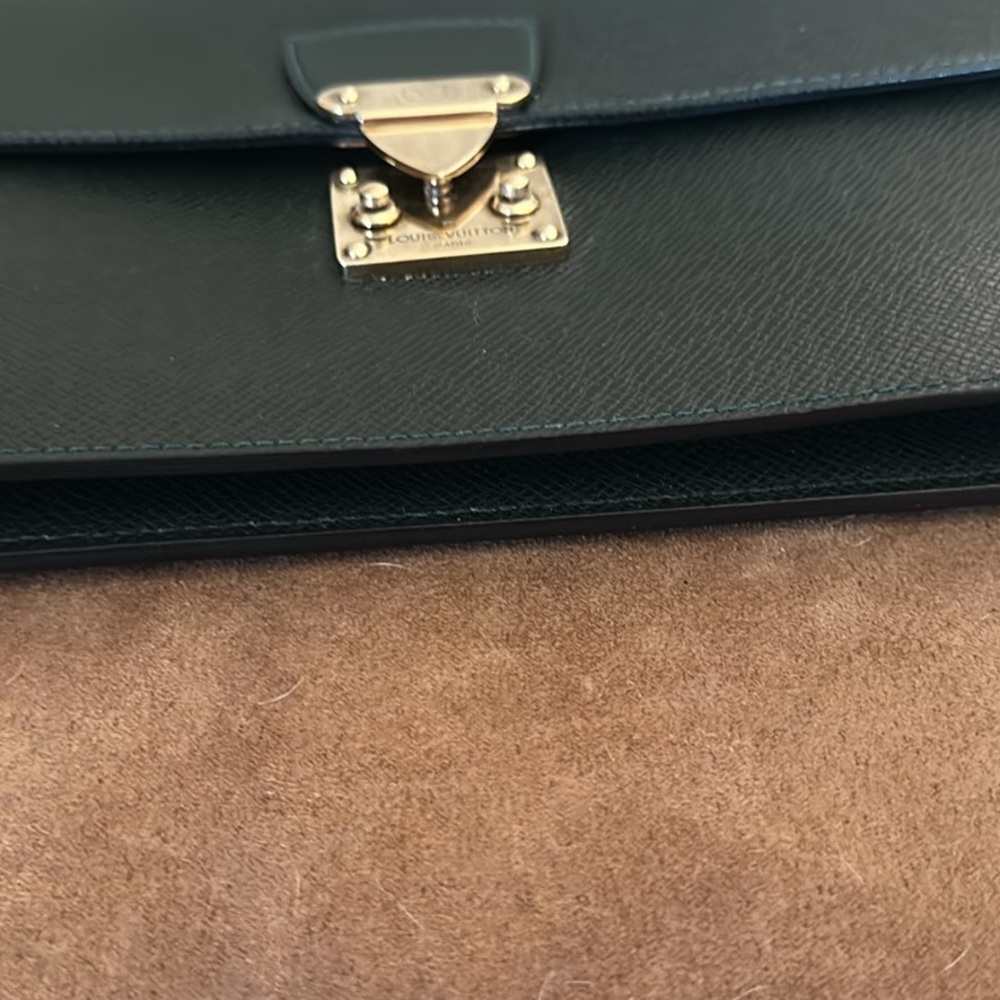 Louis Vuitton Dark Green Leather Clutch